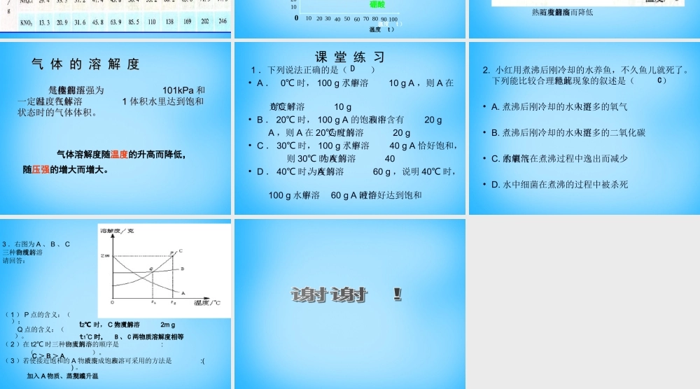九年级化学下册 92 溶解度课件 (新版)新人教版 课件