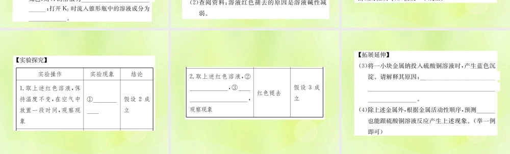 九年级化学下册 第十单元 酸和碱 实验专题(二)碱的化学性质复习课件 (新版)新人教版 课件