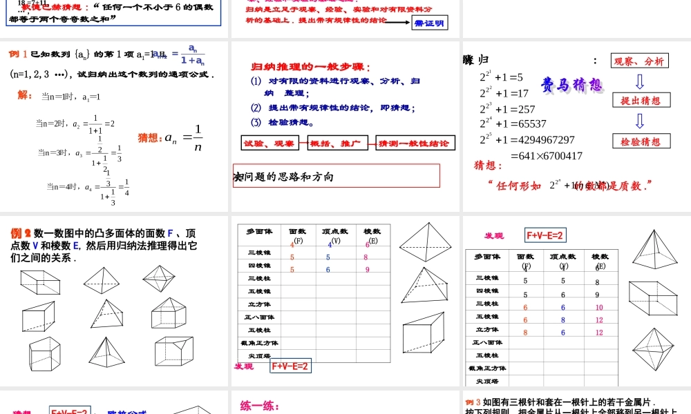2.1.1合情推理1 高二数学合情推理、演绎推理课件新课标选修2 高二数学合情推理、演绎推理课件新课标选修2