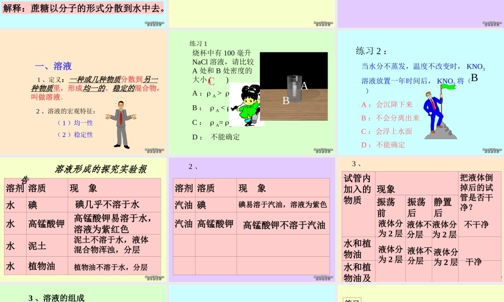 九年级化学溶解现象课件 粤教版 课件