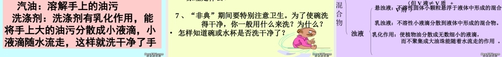 九年级化学溶解现象课件 粤教版 课件