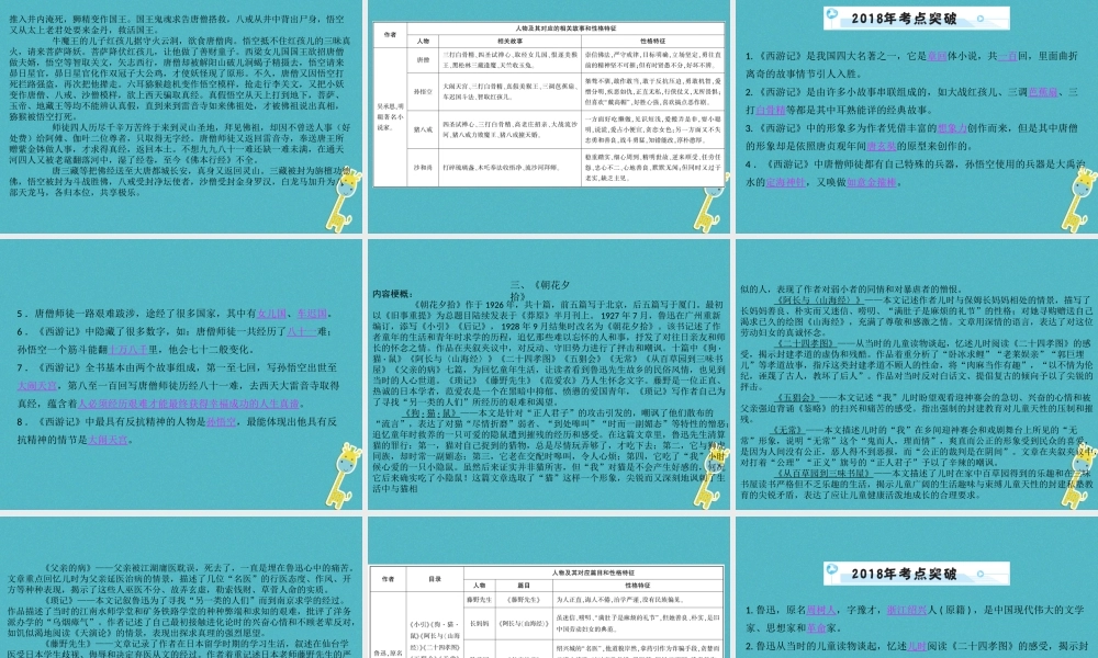 中考语文 第三部分 语言积累与运用 专题三 名著阅读 常考文学名著梳理复习课件