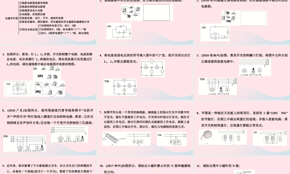 中考物理二轮复习 第2板块 专题1 作图题 三 电磁学作图课件