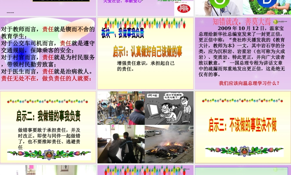 七年级政治下册 第八单元 第18课181 如何做到对自己的行为负责课件 鲁教版 课件