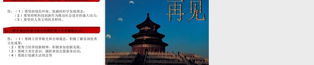 中考热点系列 专题十三 精彩世博 文明新篇 课件