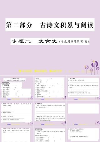 中考语文复习 第二部分 古诗文积累与阅读 专题二 文言文(一)(湖心亭看雪)课件