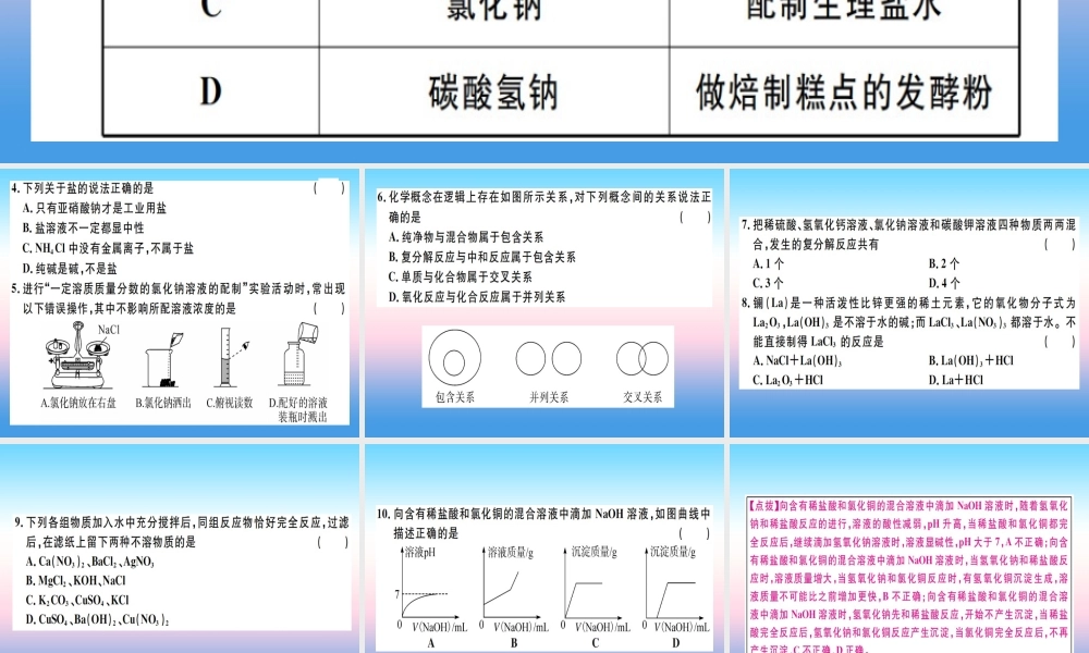九年级化学下册 第十一单元 盐 化肥检测卷习题课件 (新版)新人教版 课件