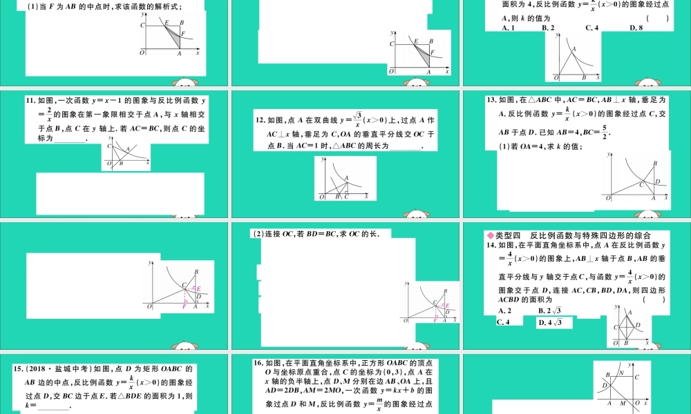 (湖北专用)九年级数学下册 考点综合专题 反比例函数与其他知识的综合习题讲评课件 (新版)新人教版 课件