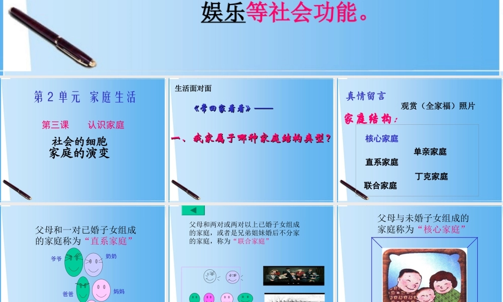 七年级历史与社会上册 第二单元 第三课(认识家庭)课件 沪教版 课件