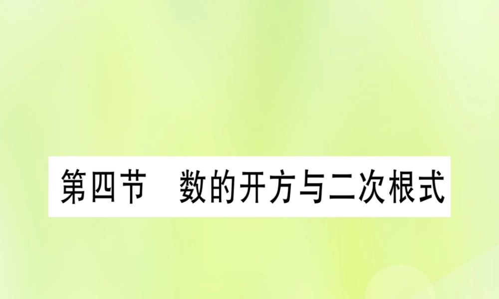 (湖北专用版)版中考数学优化复习 第1章 数与式 第4节 数的开方与二次根式实用课件