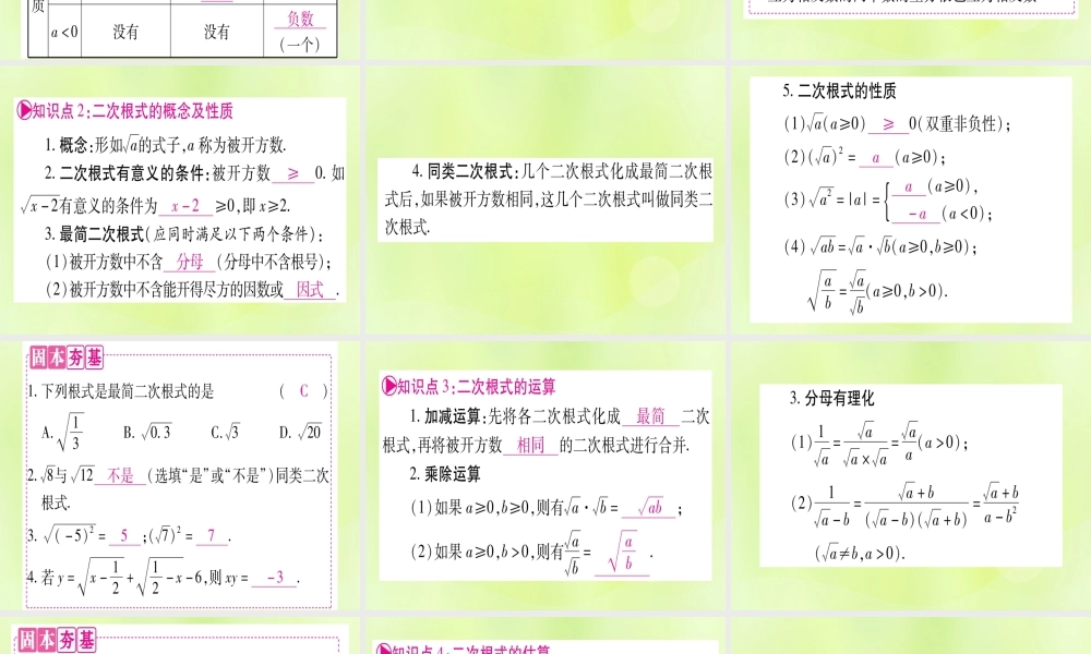 (湖北专用版)版中考数学优化复习 第1章 数与式 第4节 数的开方与二次根式实用课件