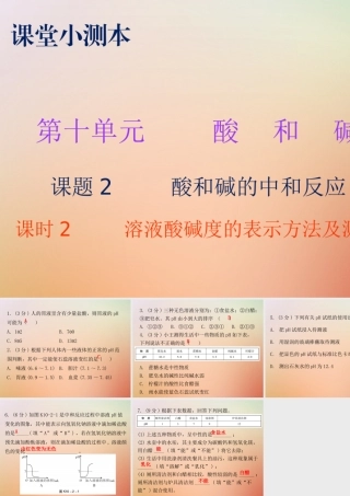 九年级化学下册 第十单元 酸和碱 课题2 酸和碱的中和反应 课时2 溶液酸碱度的表示方法及测定(小测本)课件 (新版)新人教版 课件