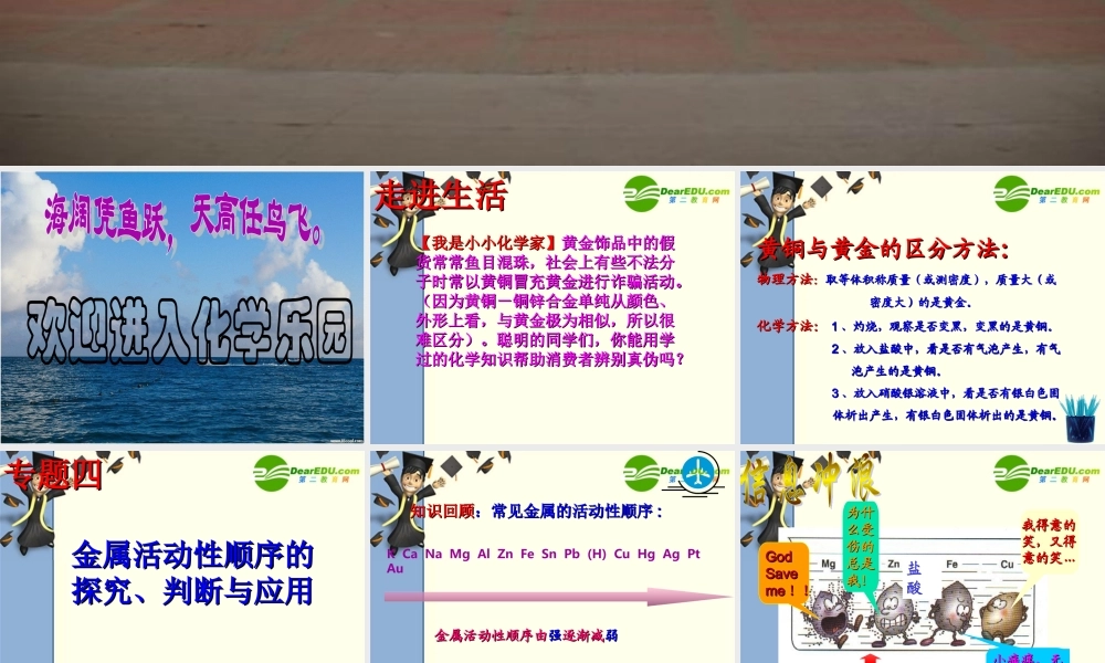 九年级化学金属活动性顺序的探究-课件鲁教版 课件