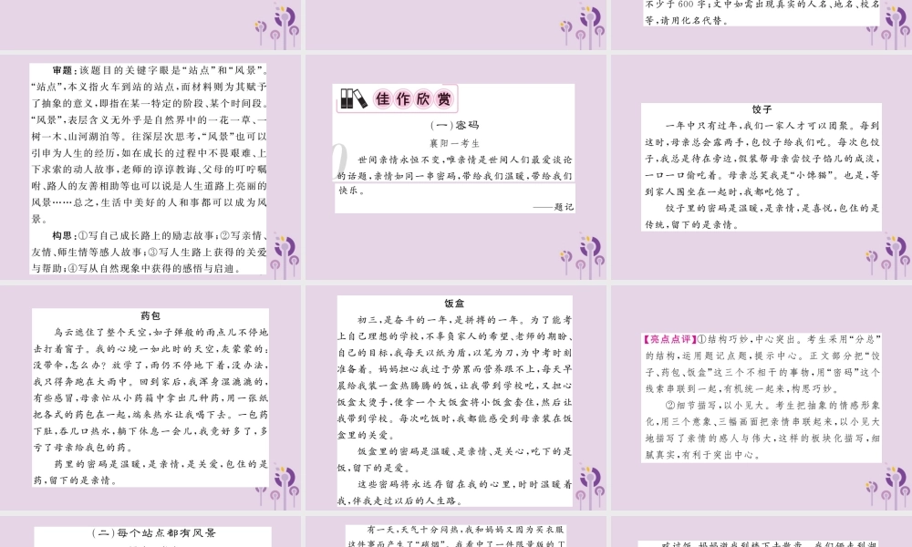 中考语文复习 第二轮 专题突破 第五部分 写作训练 第一讲 审准纷繁的文题课件 新人教版 课件