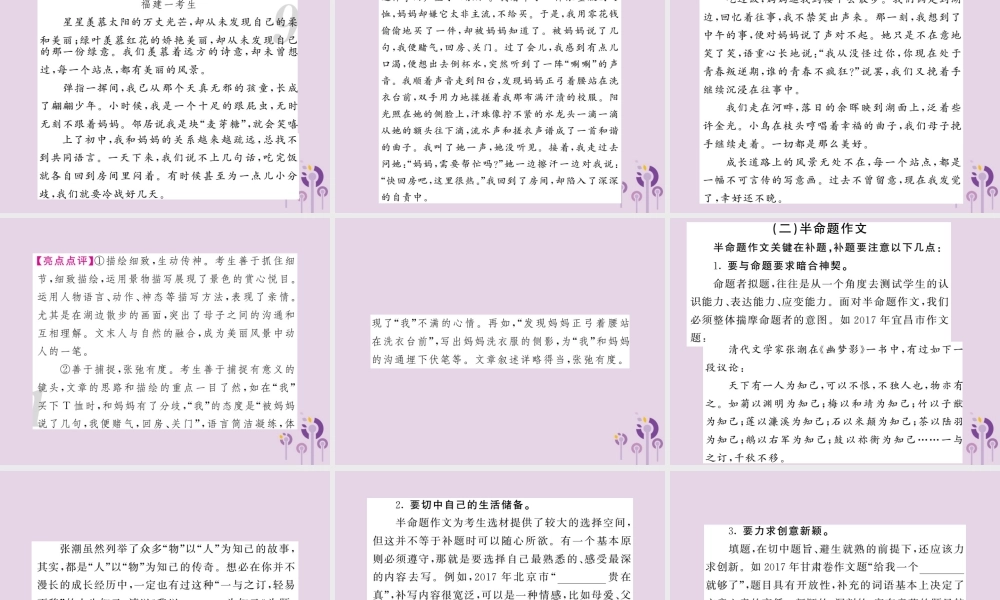 中考语文复习 第二轮 专题突破 第五部分 写作训练 第一讲 审准纷繁的文题课件 新人教版 课件
