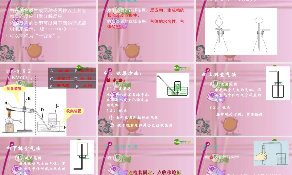 九年级化学上册 制取氧气(好，应两节讲) 课件 人教新课标版 课件