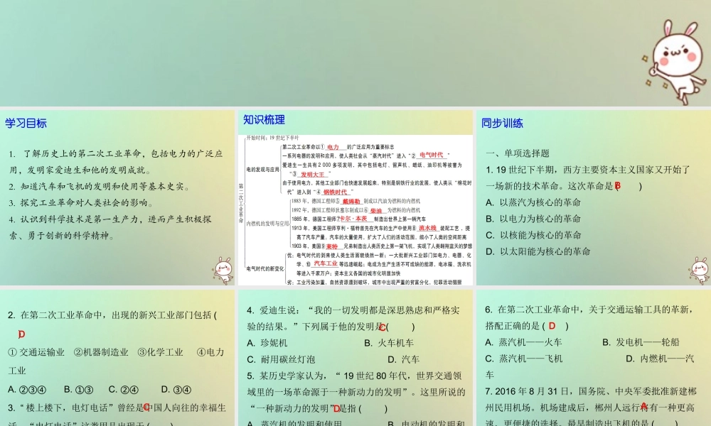 九年级历史上册 第第二次工业革命课件 北师大版 课件