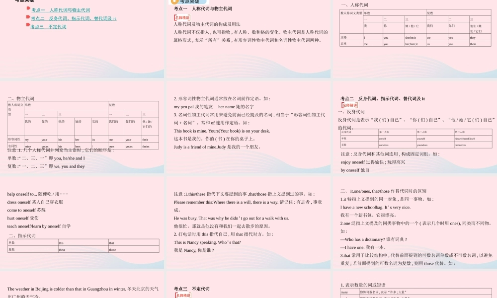 (河南专用)版中考英语 语法过关 专题二 代词课件 人教新目标版 课件