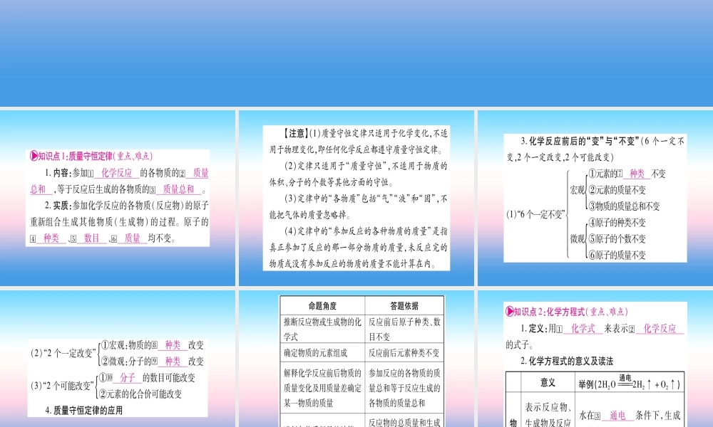 (湖北专版)中考化学总复习 第1部分 教材系统复习 九上 第5单元 化学方程式习题课件2 课件
