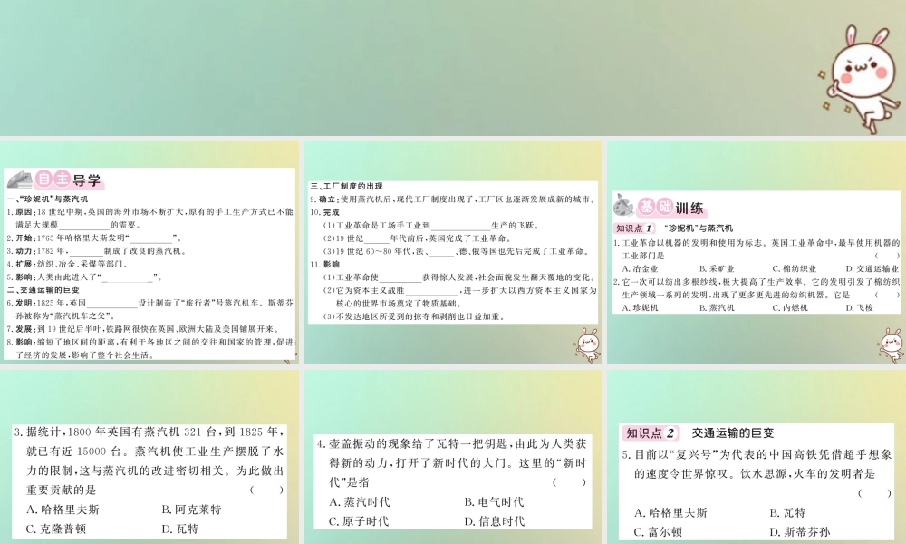 九年级历史上册 第五单元 工业化时代的来临和马克思主义的诞生 第17课 第一次工业革命课件 岳麓版 课件