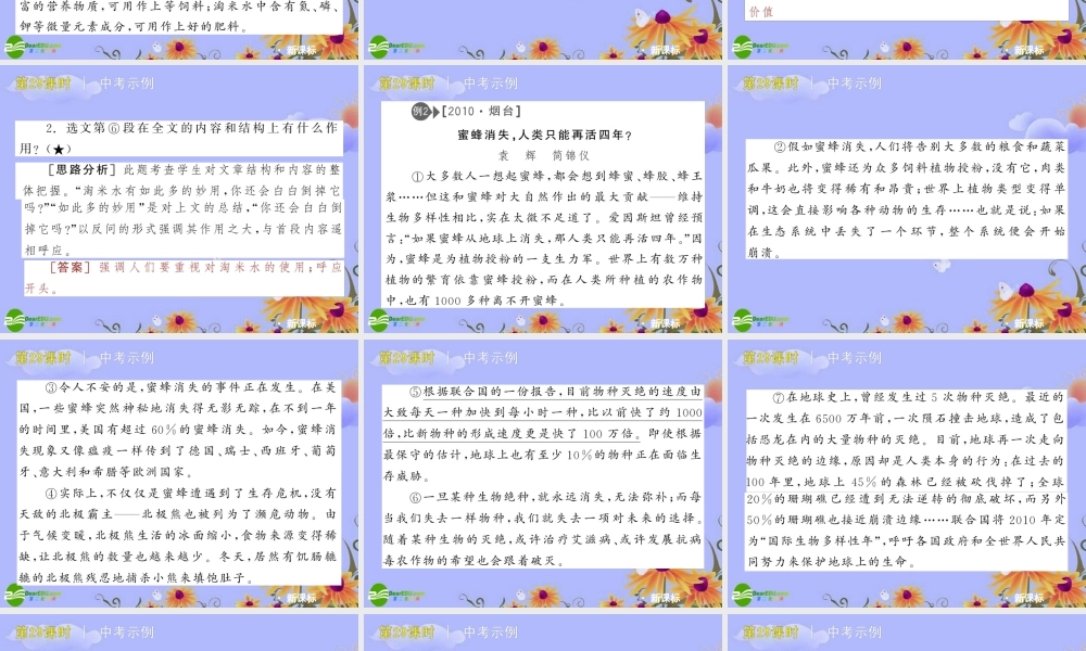 中考语文复习方案 (说明文阅读—把握说明对象，理清层次结构)课件 人教新课标版 课件