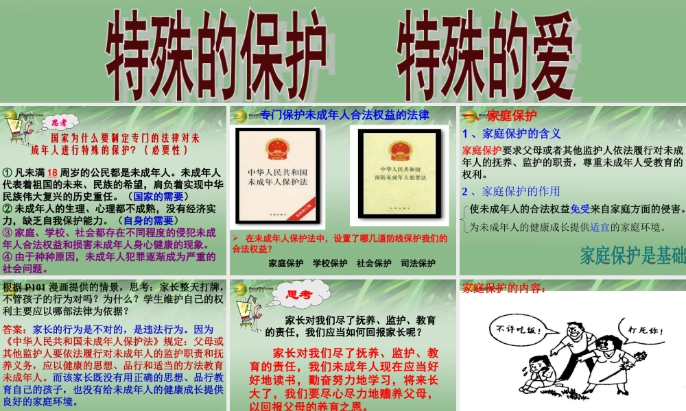 七年级政治下册 第八课 第一框特殊的保护 特殊的爱课件 新人教版 课件