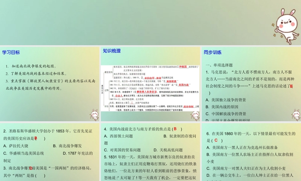 九年级历史上册 第18课 美国内战课件 北师大版 课件