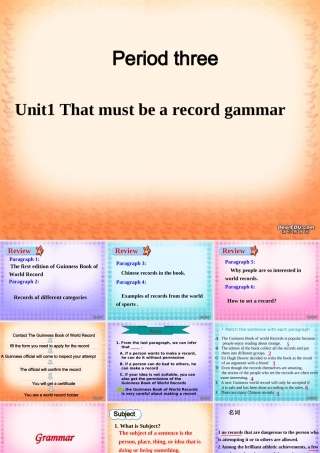 Unit1 That must be a record gammar 新课标 人教版 课件