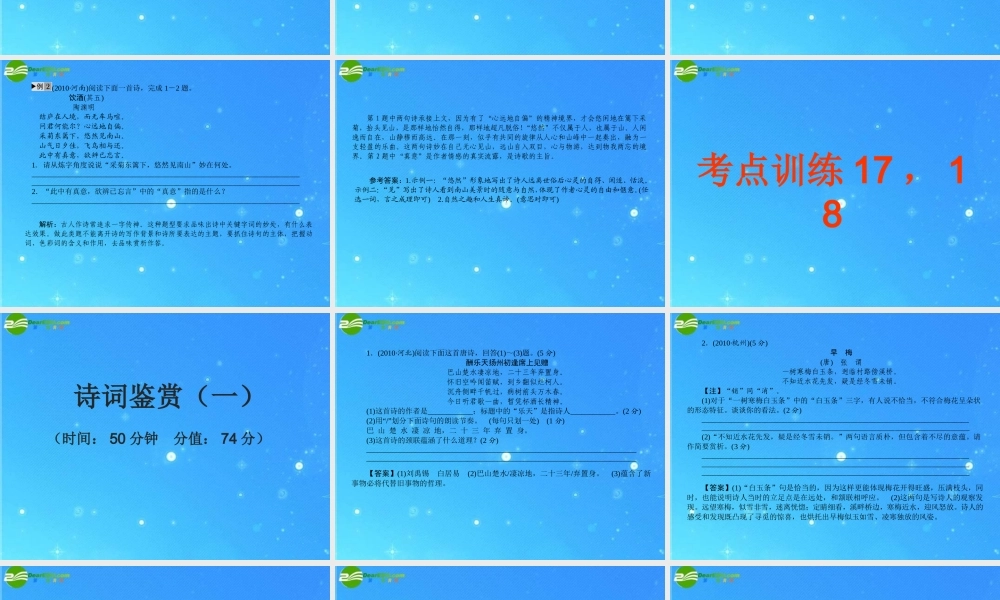 中考语文复习专题14 诗词鉴赏 课件 人教新课标版 课件