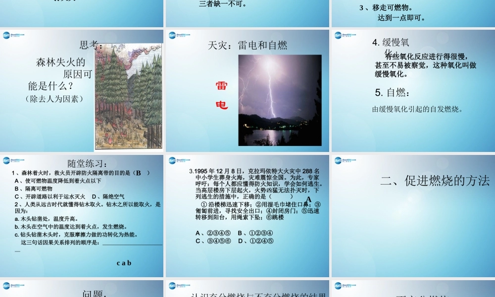 九年级化学全册 41 燃烧与灭火(第3课时)课件 沪教版 课件