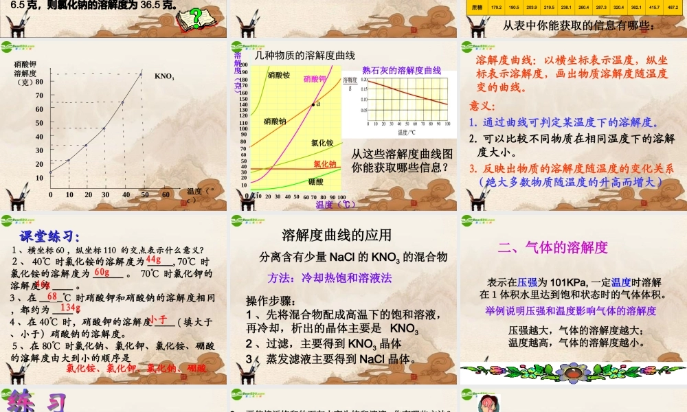九年级化学下册 第九单元课题2溶解度(第二课时)课件 人教新课标版 课件