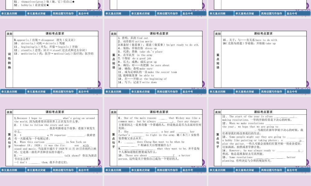中考英语总复习 第一篇 教材知识梳理篇 八上 Units 5 6(精讲)课件