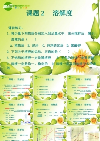 九年级化学下册92溶解度课件2人教新课标版 九年级化学下册92溶解度课件(三套1-3)人教新课标版