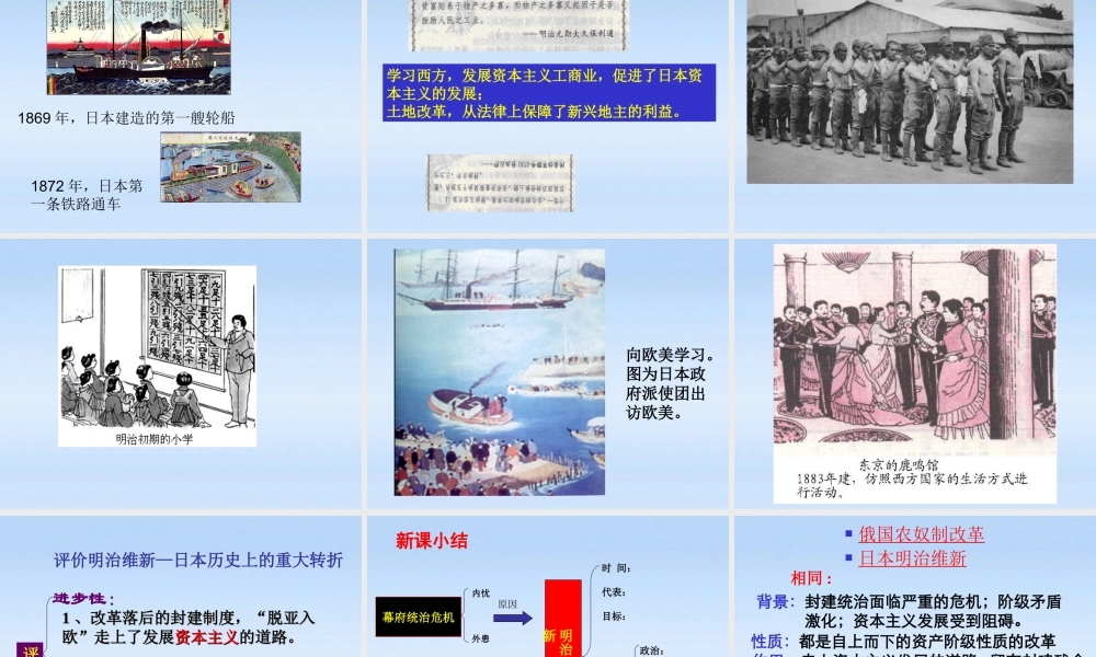 九年级历史上册 第四单元第16课日本明治维新课件 冀教版 课件