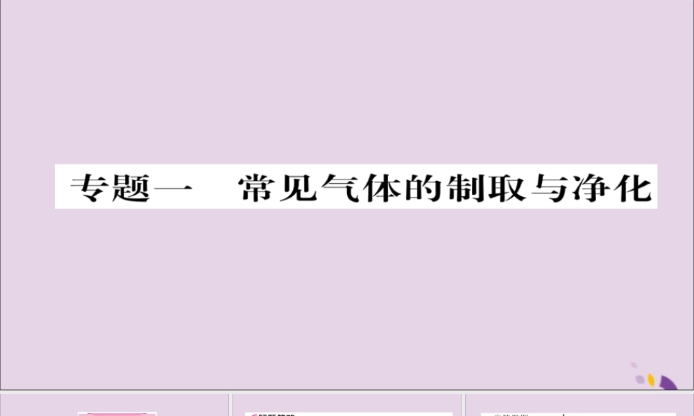 (遵义专版)中考化学总复习 第2编 重点题型突破篇 专题1 常见气体的制取与净化(精讲)课件