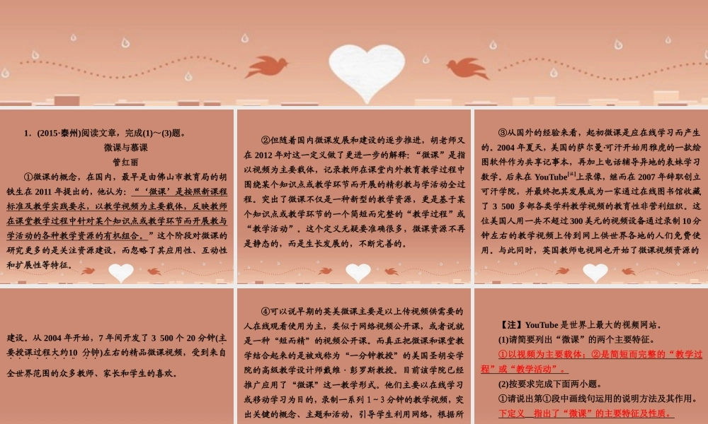 中考语文 第三篇 现代文阅读第 非文学类作品阅读 专题一 科技类作品阅读(一)练习课件