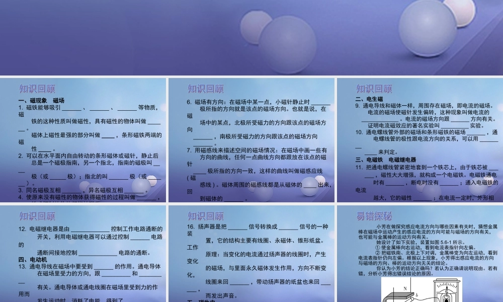 中考物理总复习 第二十一章 电与磁课件