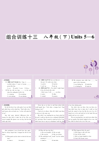 中考英语总复习 第一篇 教材知识梳理篇 组合训练13 八下 Units 5 6(精练)课件