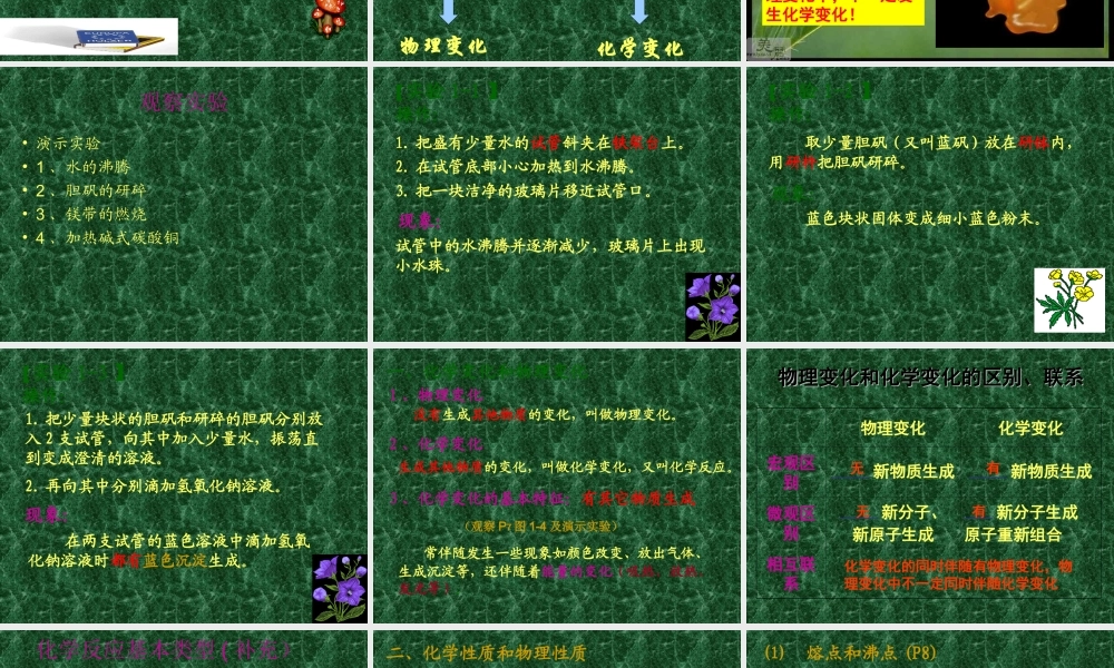 九年级化学上册第一单元课题1 物质的变化和性质课件人教新课标 课件