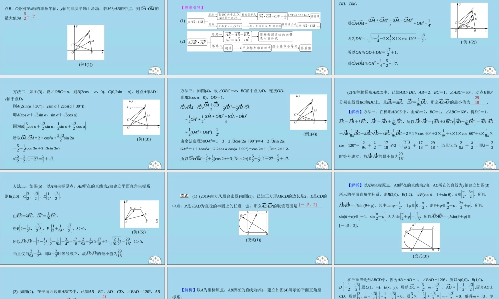 (名师讲坛)版高考数学二轮复习 专题一 三角函数和平面向量 微切口5 与数量积有关的最值和范围问题课件