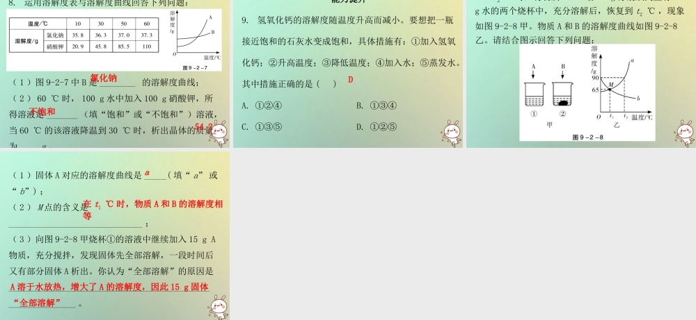 九年级化学下册 第九单元 溶液 课题2 溶解度 课时2 溶解度与溶解度曲线(内文)课件 (新版)新人教版 课件