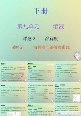 九年级化学下册 第九单元 溶液 课题2 溶解度 课时2 溶解度与溶解度曲线(内文)课件 (新版)新人教版 课件