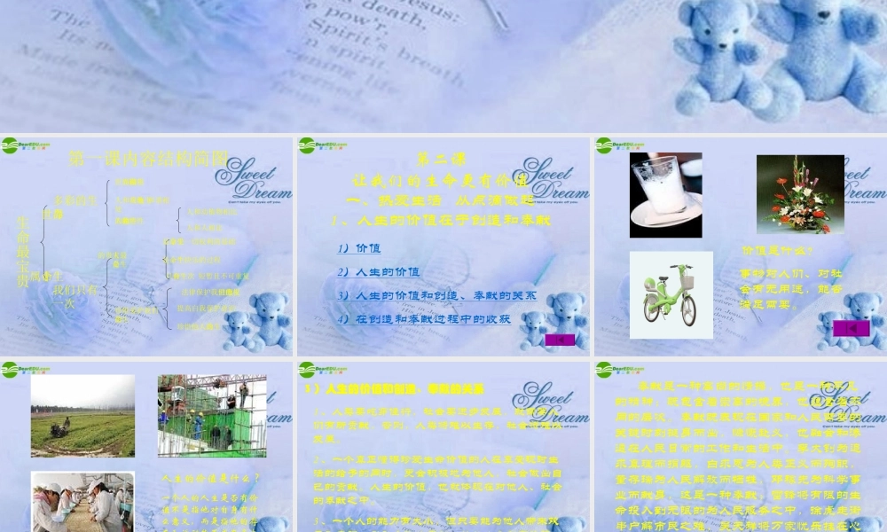 七年级政治上册 第2课(让我们的生命更有价值)课件 鲁教版 课件