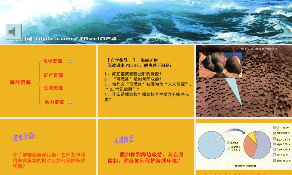 九年级化学 海洋化学资源课件 鲁教版 课件