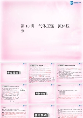 中考物理总复习 第10讲 气体压强　流体压强课件 新人教版 课件