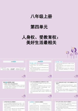 中考道德与法治总复习 八上 第四单元 人身权、受教育权：美好生活最相关课件