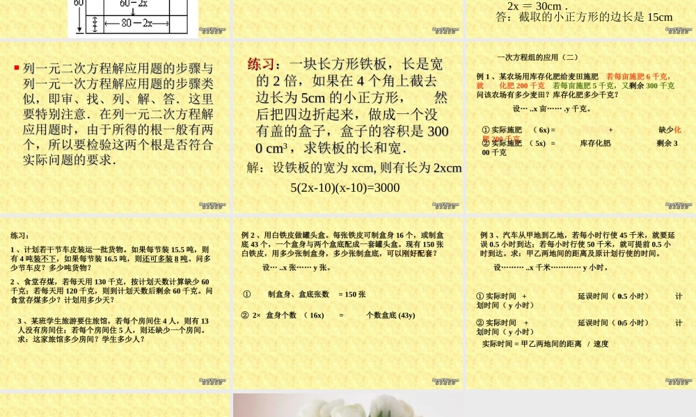 一元二次方程的应用课件示例 华东师大版 课件