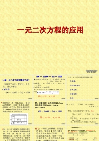 一元二次方程的应用课件示例 华东师大版 课件