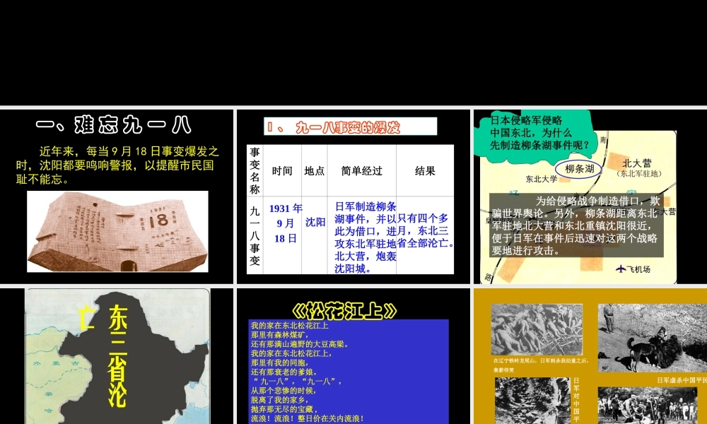 七年级历史难忘九一八课件 鲁教版 课件