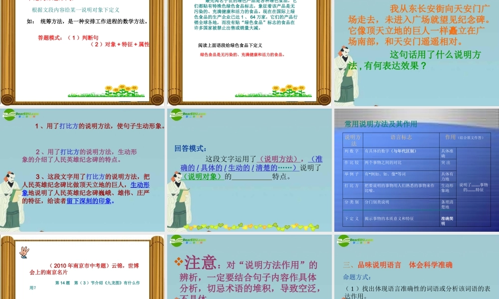 中考语文现代文阅读复习 说明文课件 人教新课标版 课件